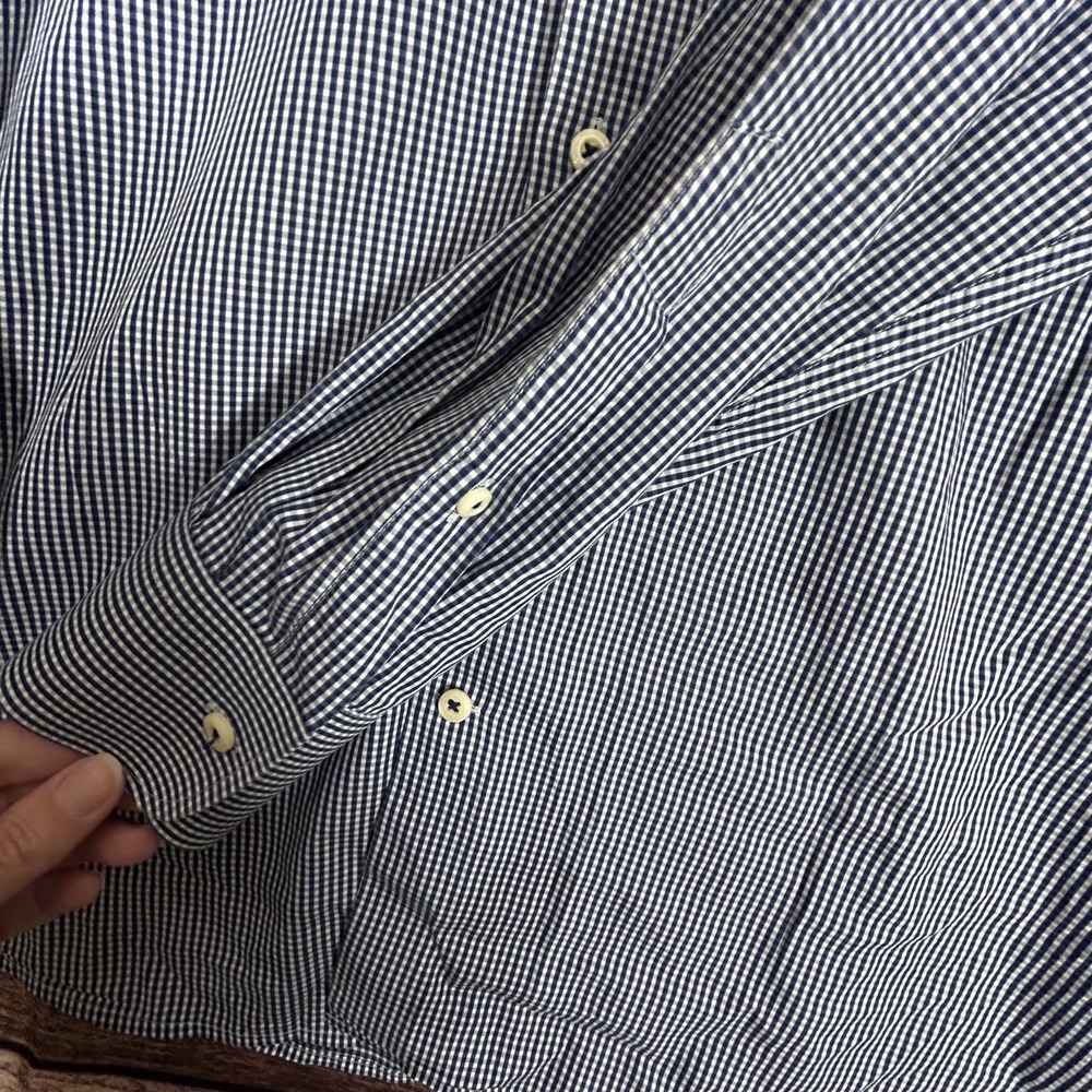 Peter Millar Seaside Finish Mens Navy Plaid Cotton Long‎ Sleeve Button Down XL - Picture 8 of 8